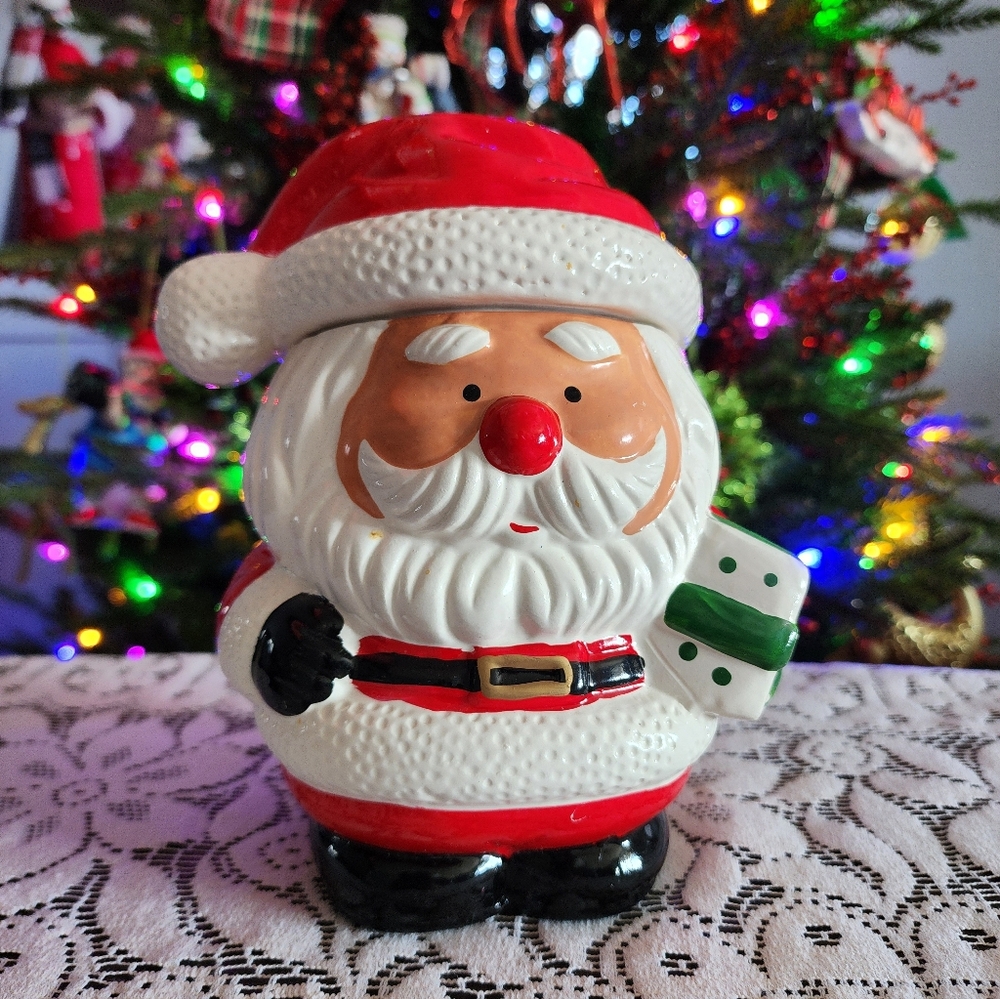 Santa Claus Cookie Jar - Red, White, Black 1994 Vintage